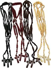 12 x Wholesale Bulk Wooden Rosary Necklace for Baptism, Wedding, Memorial Gift picture