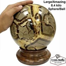 Big 8.4 Kg Natural Septarian Crystal Healing Mineral Sphere with stand 7.25 inch picture