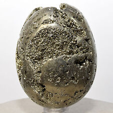 62mm Peruvian Pyrite Egg Natural Druzy Crystal Cubes Sparkling Mineral Stone picture