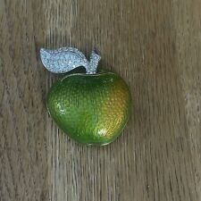 SIGNED SWAROVSKI CRYSTAL GREEN APPLE  PIN ~BROOCH RETIRED RARE picture