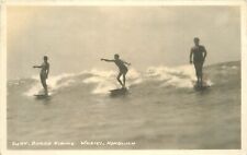 RPPC Postcard Hawaii Waikiki Surfboard riding 23-9405 picture