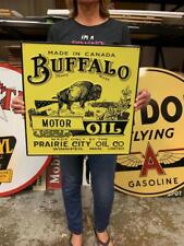 Antique Vintage Old Style Sign Buffalo Motor Oil Made in USA picture