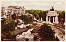 Wellington Arch & Piccadilly, London, early hand colored, real photo, postcard picture