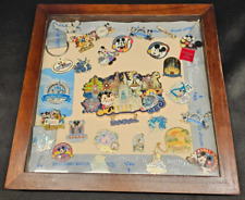 Disney Cast Member Built Career 25 Pin Collection in Shadow Box - One of a Kind picture