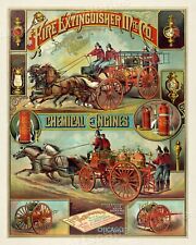1880s Fire Engine Vintage Style Firefighter Advertising Poster - 24x30 picture