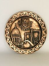 Vintage Copper BUDAPEST Decorative Wall Hanging Plate SIGNED , Souvenir,Relief picture