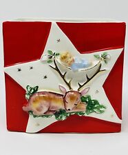 Vtg 1958 Christmas Reindeer Sleeping Baby W Bows Wall Pocket SAMSON Imports A801 picture