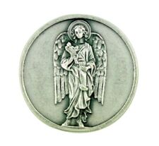 Archangel Saint St Gabriel Silver Tone Pocket Token with Prayer Back picture