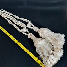 Vintage Curtain Drapery Tie Back Set/2 Tassels White French Core Elegant C3 picture