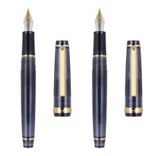 2PCS Jinhao 82 Fountain Pen EF/F/M/ Nib, Transparent Gray Blue & Golden Clip picture