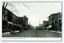 c1910s Main Street, Looking South Mt. Pleasant Iowa IA Photoette Postcard picture