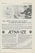 1915 Aetna Life Insurance Business Man Desk Phone Aetna-Ize Vtg Print Ad CO5 picture