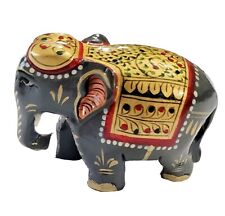 Miniature African Elephant~ Hand Carved and Painted Wood  3.5