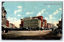 c1910's Main And Broad Streets Telos Cars Bangor Maine ME Antique Postcard picture
