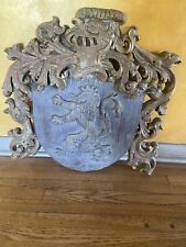 Antique Vintage Heraldic Wall Plaque Coat Of Arms Sign Medieval Ornament Large picture