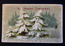 Rare ~Anthropomorphic Christmas Trees with Faces ~Antique Fantasy Postcard~z74 picture