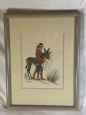VTG Harrison Begay Native American Navajo Boy and Donkey Serigraph 9x12” picture