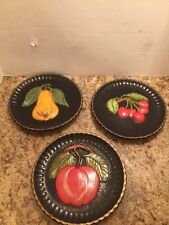 Vintage Round Black Plaques With FruitWall Hanging Plates picture