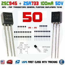 50pcs 25 pairs of 2SA733 & 2SC945  A733 /C945, TO-92 audio transistor USA seller picture