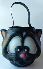 Vintage Empire Black Cat Trick Or Treat Pail Bucket Blow Mold Halloween picture