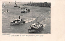 View from Bridge of Boats in New York Harbor, Early Postcard, Unused  picture
