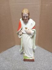 Vintage Older Sacred Heart Of Jesus Painted Chalkware Statue 13