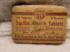 SQUIBB'S ASPIRIN TABLETS TIN E. R. SQUIBB & SON NEW YORK w CONTENTS picture