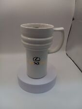 90's Lexus OEM Coffee Mug Cup White And Gold Toyota Travel Cup Holder Friendly  picture