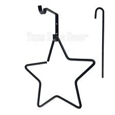 Star Dinner Bell with Clanger Wrought Iron Bracket Mount Country Western Black  picture