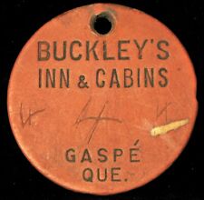 ANTIQUE BUCKLEY'S INN & CABINS GASPE QUEBEC CANADA HOTEL LEATHER ROOM KEY FOB  picture