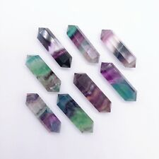2pcs Natural Fluorite Double Point Tower Crystal Quartz Raw Stone Mineral picture