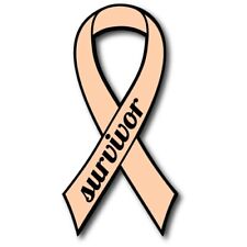 Peach Uterine Cancer Survivor Ribbon Car Magnet Decal Heavy Duty 3.5