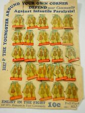 Full Card 25 Pieces Fight Infantile Paralysis tab back Litho pin C1940's picture