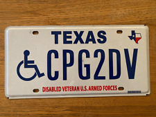 DISABLED VETERAN U.S. ARMED FORCES TEXAS LICENSE PLATE Handicap Tag Military USA picture