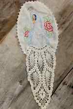 Vintage Embroidered Peacock Lace Doily Craft Supply Shabby Chic Bohemian Chic Co picture