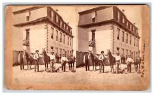 1880 COWBOY & HORSES IN FRONT ARMIJO HOUSE, ALBUQUERQUE, NM- STEREOVIEW WITTICK picture