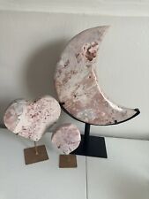 Wholesale Lot 3 PCs  Natural  Pink Amethyst On Stand (XXL 17.9 Lb Moon ) picture