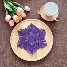 4Pcs/Lot Purple Vintage Hand Crochet Lace Doilies Snowflake Placemats 8.6inch picture