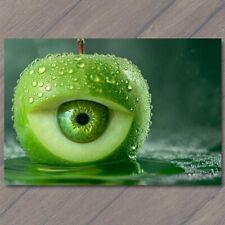 POSTCARD Pun Apple Of My Eye Inside Green Crazy Surreal Weird Strange Unusual picture