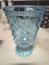Vintage Aqua Blue Footed Bowl Glass Vase picture
