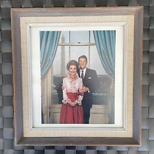 Vintage Ronald and Nancy Reagan Portrait Wood & Cloth Frame 10.75