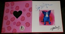 Hand Signed BLUE DOG ART by GEORGE RODRIGUE Collectible LOVE 4 Valentine's Day picture