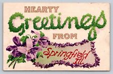 c1910 Hearty Greetings From Springfield Illinois P317 picture