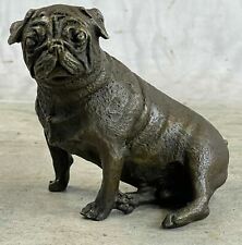 Green Patina Detailed Vienna Pug Dog Ani Bronze Sculpture Hot Cast Figure Deal picture