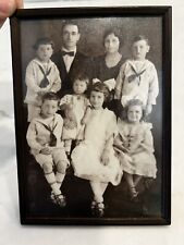 Antique Victorian Early 1900s Framed Family 8 People Portrait Photograph 5x7 picture
