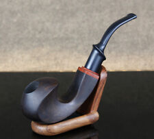 Vintage Ebony Wooden Pipe Bent Tobacco Pipe Gift Handmade 9mm Filter picture