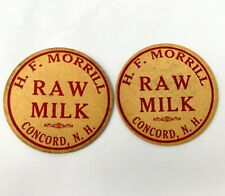 Vintage Milk Cap H F Morrill Raw Milk Concord New Hampshire NH Lot of 2 picture