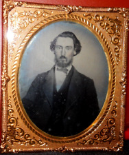 1/6th size Tintype of young man in brass mat/frame picture