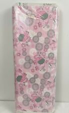 8 Yards Flannel Fabric Mia Birds/Elephants Pink, White, Gray,  Full Bolt Sealed picture
