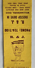 R & J Frostop Drive In Williamsburg Ohio Matchbook Cover Frontstrike       E16 picture